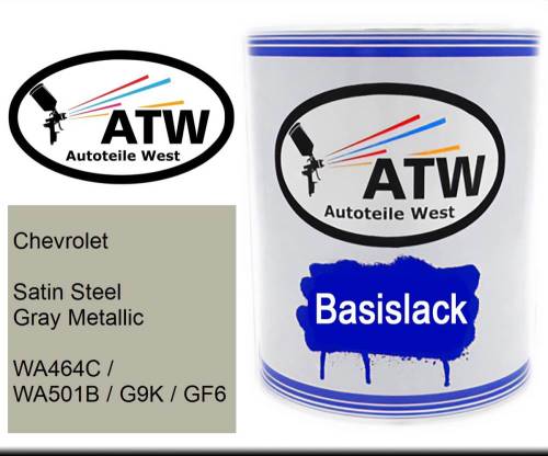 Chevrolet, Satin Steel Gray Metallic, WA464C / WA501B / G9K / GF6: 1L Lackdose, von ATW Autoteile West.
